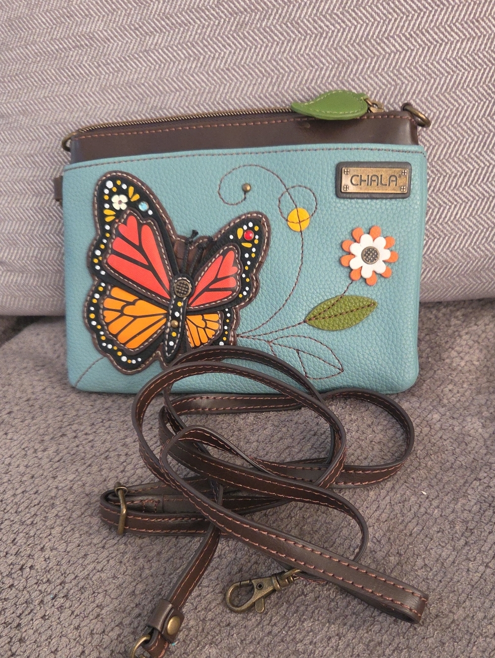 Chala Monarch Butterfly Mini Crossbody Bag - Blue/Teal (Like New)